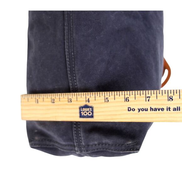 LARGE Madewell DARK BLUE COTTON BROWN LEATHER HANDLES SHOULDER BAG TOTE HANDBAG - Picture 9 of 12